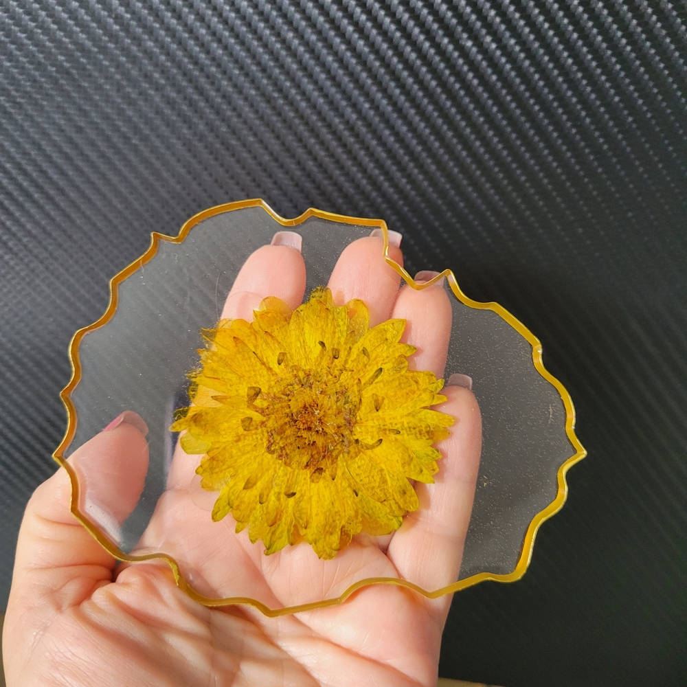 Yellow Flower Resin Coaster